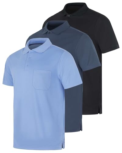 Polo homme manche courte grande taille Real Essentials lot de 3 respirant anti-transpiration
