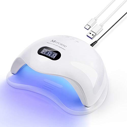 UV LED Nail Lamp Mercase,72W Gel uv light for Fingernail & Toenail Gel Based Polishes – Portable Nail Curing Light with 36pcs LEDs, 4 Timer Settings & Smart Sensor (White)
