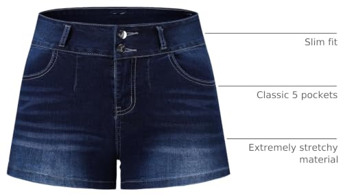 Image of THUNDER STAR Women Mid Rise Ripped Stretchy Jeans Shorts Frayed Raw Hem Casual Denim Shorts
