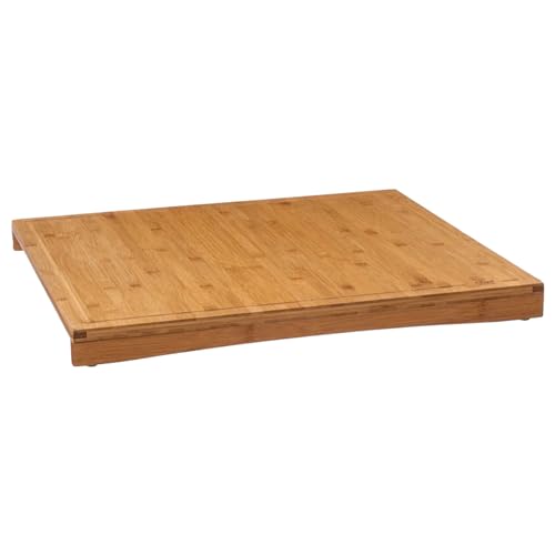 TIENDA EURASIA - Cubre Vitrocerámica | Tabla de Cortar de Cocina de Bambú Multiusos | Función de Protector de Vitrocerámica | 2 Medidas Disponibles | (Grande - 52 x 58 x 4,3 cm)