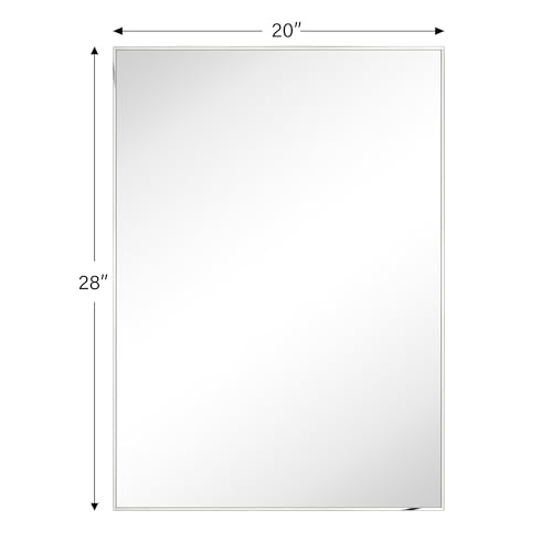 Image of TEHOME Chrome Bathroom Vanity Mirror with Squared Corners, 20x28'' Silver Rectangle Stainless Steel Metal Framed Mirror for Bathroom