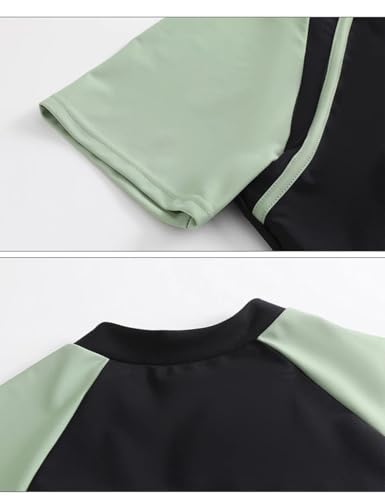 Image of Girls Short Sleeve Rash Guard Sets Swimsuits Two-Piece Beach Swimwear Quick Dry Bathing Suits UPF 50+ 8-16 Years