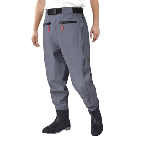 Waist Wader Pants for Men with Boots, Breathable Waterproof Fishing Waders with Pockets and Durable Stockingfoot