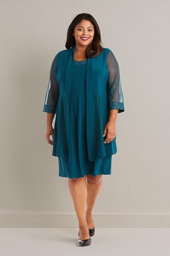 Image of R&M Richards Women's Petite Glitter Trim Jacket Dress