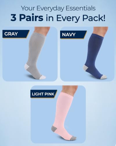Image of Pembrook 3 Pairs Plus Size Compression Socks Wide Calf - Bamboo Viscose Compression Socks for Women Wide Calf
