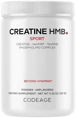 Codeage Creatine HMB+ Powder myHMB Taurine Vitamin D3 Unflavored 11 Oz