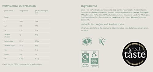 Dorset Cereals Tasty Toasted Spelt Flakes Muesli - No Added Sugar Breakfast Cereal - Made with Raisins, Hazelnuts and Almonds - Vegan & Naturally High Fibre Cereal - 570g (Pack of 5 x 570g)