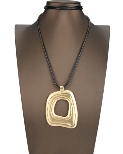 Jeilwiy Chunky Necklaces for Women Leather Cord Necklace with Pendant Boho Long Sweater Necklace Vintage Jewelry2