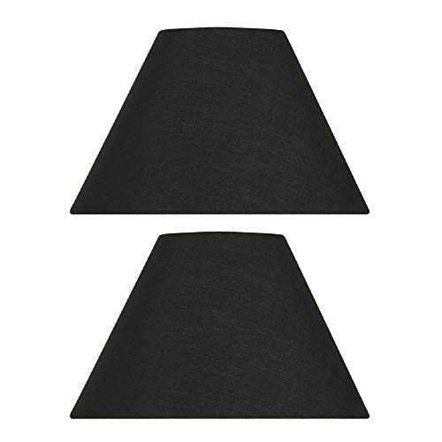2 Pack - Black 14" Cotton Coolie Fabric Vintage Lampshade with Reversible Gimble & Shade Reducing Ring to Fit All Types of Lampholders - Sold in Pairs