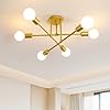 Comely Lampada da Soffitto Vintage, Industriale Lampadario Sputnik in Metallo, Moderna Plafoniera E27 Oro per Soggiorno, Camera da Letto, Cucina, Loft (senza lampadine) #5