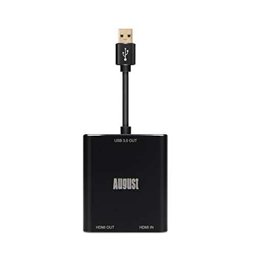 HDMI Capture Card - August VGB500 - USB 3.0 Full HD 1080p 60fps - Capture, Record and Stream PS4, Xbox One and Nintendo Switch, for PC, Mac & Linux