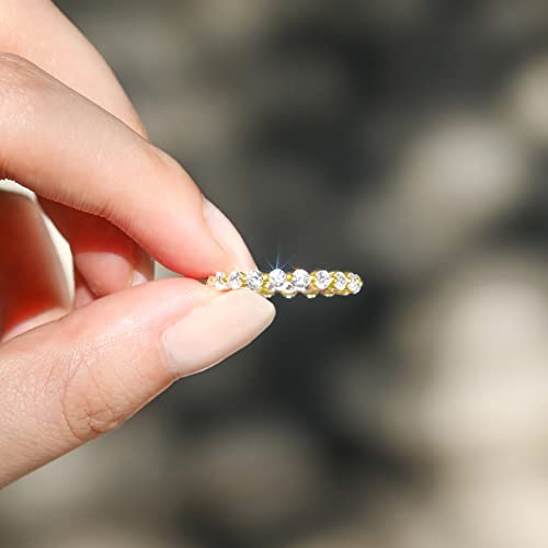 EAMTI 2mm 925 Sterling Silver Wedding Band Cubic Zirconia Full Eternity Stackable Engagement Ring Size 3-132