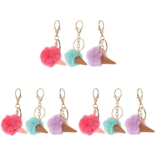 SAFIGLE 9 StüCke SüßE PlüSch EistüTen SchlüSselanhäNger：Flauschige Dekoration FüR Taschen RucksäCke Und Geschenke Weiche Ice Cream AnhäNger FüR MäDchen Und Kinder