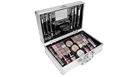 bonvoyage, Bon Voyage Makeup Set, 43-teiliges Schminkset mit Spiegel, Enthält Lippenstift, Lidschatten, Rouge, Nagellack und Mehr, Tragbarer und Modischer Metallkoffer