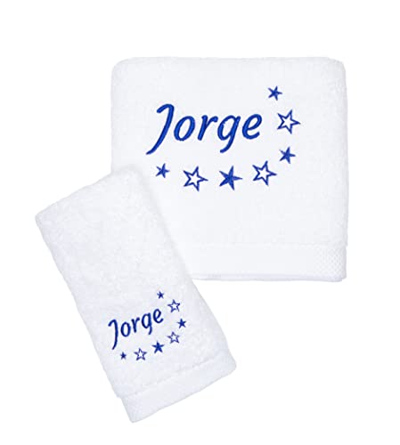 CARREDANA Toallas Bordadas Personalizadas con puntilla (Personaliza Nombre,Tipo de Letra, puntilla y Color) (Blanco)