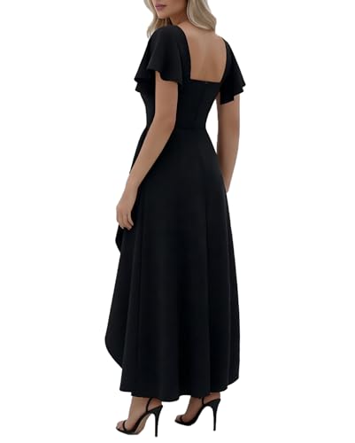 Image of LightlyKiss Women's Square Neck Backless Dress High Slit Wedding Guest Dress Formal Cocktail Party Dress