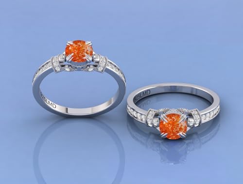 925 Sterling Silver 6MM Round Natural Gemstone Engagement Ring for Women – Natural Sunstone | Birthstone Promise Ring, Anniversary Jewelry4