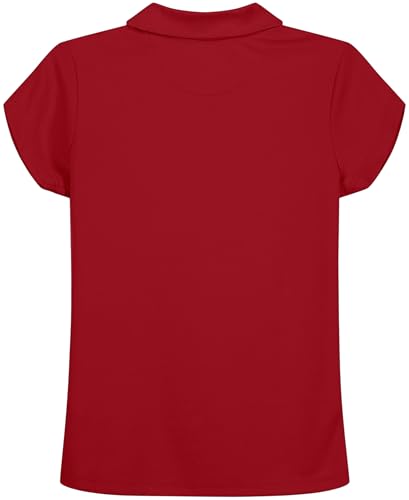 Nautica Girls' School Uniform Short Sleeve Polo Shirt, Button Closure, Moisture Wicking Performance Material, Shirring Detail2
