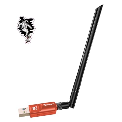 USB WiFi Adapter 1200Mbps Techkey USB 3.0 WiFi Dongle 802.11 ac Wireless Network Adapter with Dual Band 5dBi High Gain Antenna for Desktop Windows XP/Vista / 7-10 Mac（Kor-20）