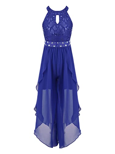 Kids Sleeveless Romper Gown Sequined Lace Bridesmaid Party Flower Girls Dress for Special Occasion