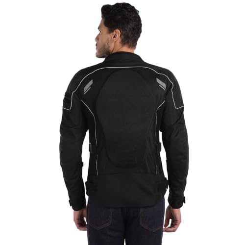 Image of Royal Enfield STREETWIND V3 RIDING JACKET | High Abrasion Polyester Mesh | 610D Cordura Impact Zones | CE Level 2 Ergo Pro-Tech Armours | Adjustable Fit | Cushioned Comfort Collar | BLACK & SAND XL | Protective gear for bike riding