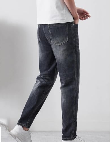 Men with Pockets Jeans Loose Tapered Pants Casual Vintage Denim Trousers3