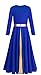 ZX Girls Praise Dance Dress Full Length Wide Swing Skirt Long Sleeve Liturgical Worship Church Robe Lyrical Dancewear Tag 130, Royal Blue, 7-8 Years