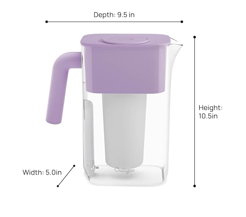 Image of Culligan with ZeroWater Technology 10-Cup Water Filter Pitcher - Includes 5-Stage Advanced Water Filter, IAPMO Certified to Reduce Lead, Total PFAS, Mercury, Fluoride, and Chlorine - Lilac