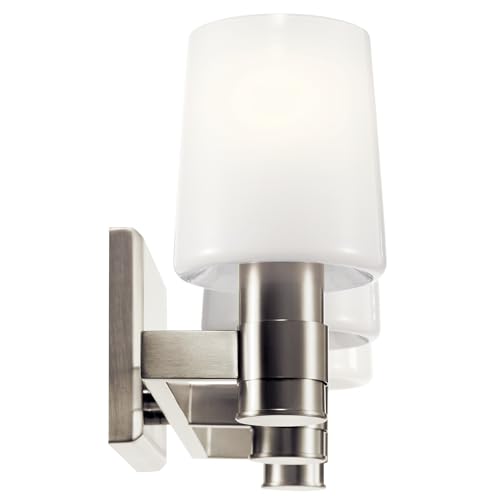 Image of Kichler Adani 3-Light Vanity Light Fixture, Modern Bathroom Vanity Light with Opal Glass in Brushed Nickel for Bathroom or Powder Room Wall Mount (8.25 inch x 24 inch), 55176NI
