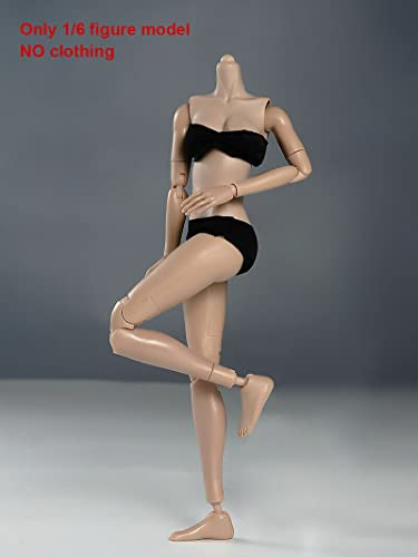 Roofworld 1/6 Scale Miniature Figure Body, 12Inch Pale Skin Super Flexible Joint Body Half-Pack Silicone Huge Bust Action Figure Body Doll Collection For 1:6 Head Sculpt #TOP5