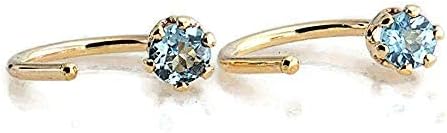 Miniatura 3 de Aretes de aro de oro con piedra natal para mujer, aretes pequeños para cartílago, hipoalergénicos, con cierre de tornillo, delicado abrazo