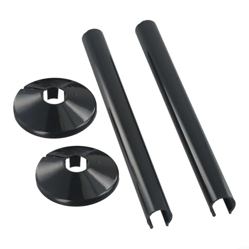 Voiemifore Radiator Pipes & Shroud Kits, 2 Pairs Plastic Radiator Pipe Covers Sleeve 15mm Faucet Collars Central Heating Radiator Accessories(Black)