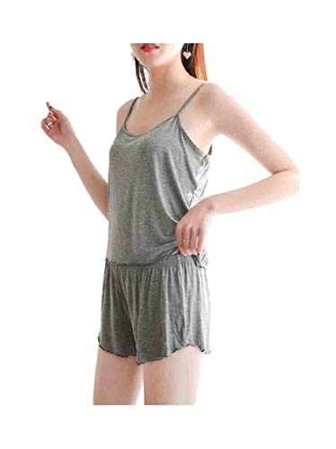 Conjunto de 2 peças femininas Zimaes para uso diário com calça curta e solta, Cinza, Large