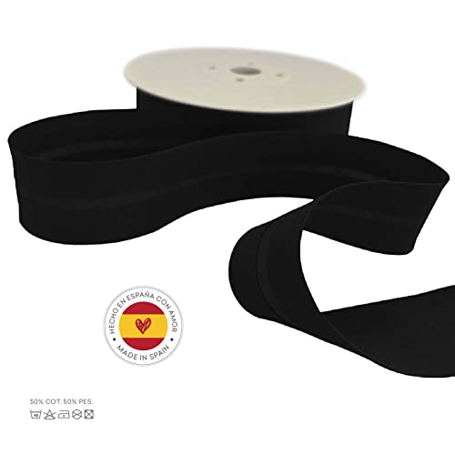 TEXTEX = 40mm Wide Bias Binding Tape. 50% Cotton and 50% Polyester. 10m Piece - (Black) - Image 4