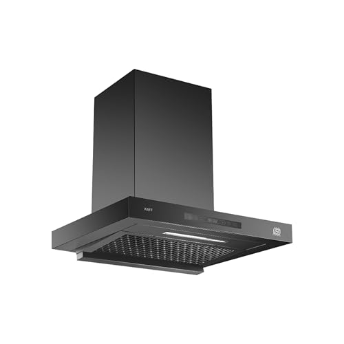 Image of KAFF ASHPRO 60 cm, 1450 m /hr Suction BLDC Filterless Kitchen T- Shape Chimney | Dry Heat Auto Clean | | Touch & Gesture Control | Matte Black | LED Lights | Oil Collector