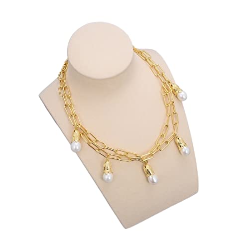 Collier coquille de mer blanche et chaîne de fleurs en perles pour l'été