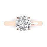 2.0 Ct Brilliant Round Cut Clear Simulated Diamond 14K Rose Gold Solitaire Engagement Promise Bridal Ring Size 8.5