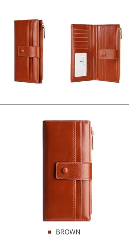 Women's RFID Blocking PU Leather Wallet Long Bifold Card Holder Ladies Wallet Purse Zipper Coin Pocket.2