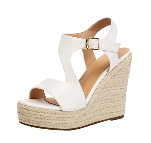 Image of Women's Wedge Sandals, Espadrille Platform Summer Sandals, Wedge Ankle Strap Open Toe Sandals