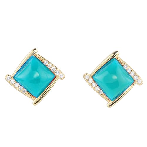 DAZZARRY 正方形ピアス レディース 人気 赤瑪瑙 ターコイズ 和田白玉 ピアス スタッドピアス 金属アレルギー対応 シルバー925 パワーストーンプレゼント母の日 女性アクセサリー【お守り・魔除け】のサムネイル
