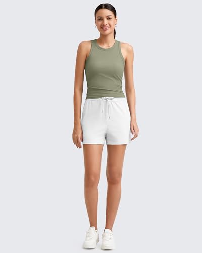 Image of G4Free Workout Tank Tops for Women Slim Fitted Racerback Ribbed Athletic Gym Yoga Tanks Summer Casual