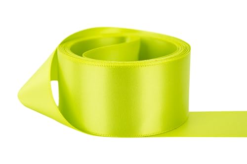 Image of Ribbon Bazaar Double Faced Satin - Premium Gloss Finish - 100% Polyester Ribbon for Gift Wrapping, Crafts, Scrapbooking, Hair Bow, Decorating & More - 3 /8 inch Lime 50yd Spool