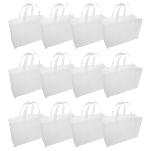 FIXOSHEE 30 Piezas Bolsas No Tejidas con Asas Blancas 30 Unidades 35X25X10 CM Reutilizables para Compras y Sublimación Bolsas de Mano para Supermercado y Fiestas