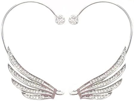 Angel Wing Ear Cuff Earrings For Women Non Piercing Silver Adjustable Ear Clip On Climber Wrap Crawler Cartilage Dainty Cubic Zirconia Feather Ear Cuffs For Non Pierced Ears For Women