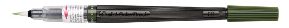 Pentel Arts Colour Brush, Olive (dye) ink, 1 blister of 1 paint brush, XGFL-115X