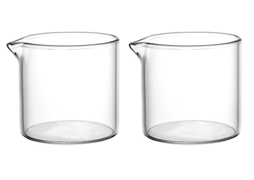 JIEJE 2 Pack Creamer Pitcher, Small Glass Pitcher, Glass Creamer Container, 4 Ounces