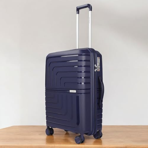 Image of 3G Vacanza Paris Series Polypropylene Unbreakable Hard-Sided Luggage Cabin SizeTrolley Bag | Navy Blue 55 cms