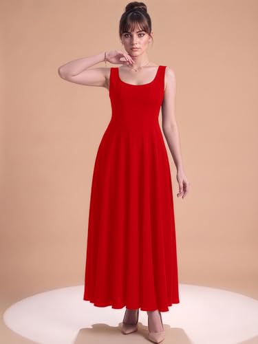 Image of Aahwan Solid Fit and Flared Round Neck Midi Dress for Women's & Girl's