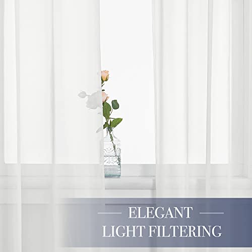 NICETOWN Voile Sheer Window Curtains for Half Window, Rod Pocket Elegant Airy Sheer Curtain Drapes for Living Room/Bedroom, W60 x L63, 2 Panels, Ivory - Image 6