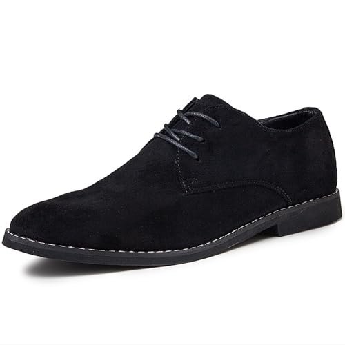 Men's Suede Pointed Toe Casual Business Oxford Shoes Classic Modern Lace-Up Derby Brogue Dress Shoes for Work Wedding Party Prom